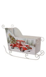 10in METAL SLEIGH WHITE