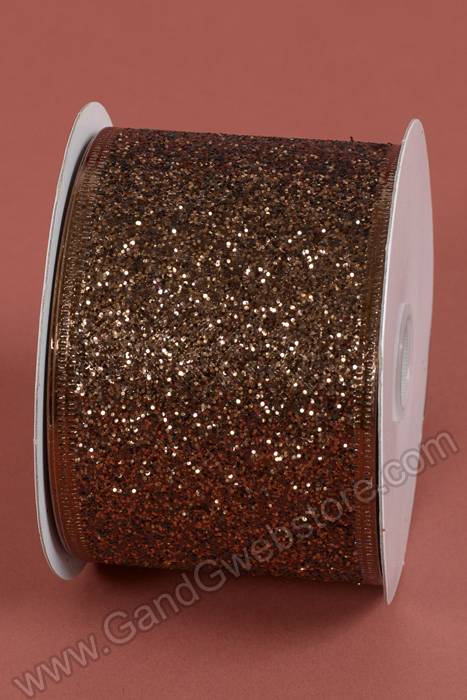 2.5 X 10yds Glitter Lame Wired Ribbon Chocolate 