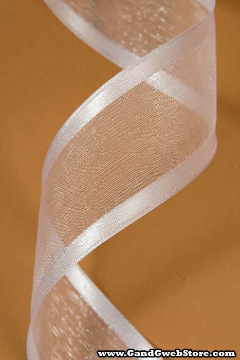 Wired Sheer Ribbon W/satin Edge White #01