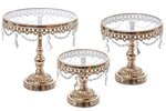 7" /9" /10.5" H ROUND CAKE STAND W/CRYSTAL GOLD