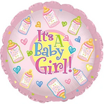 18" FOIL BABY GIRL BOTTLES PINK PKG/10