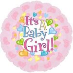 18" FOIL BABY GIRL FOOTIES (PKG-10) PINK