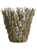 11" X 10" ROUND TAPERED GLASS VASE W/BRANCHES