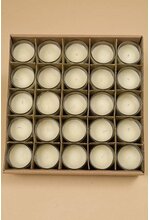 VOTIVE CANDLE IN GLASS IVORY PKG/25