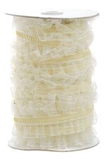 1.75" X 25YDS DOUBLE RUFFLE RIBBON W/SEQUINS IVORY