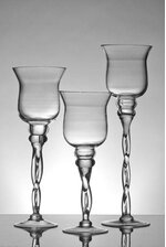 11.75"/13.75"/15.75" GLASS CANDLE HOLDER CLEAR SET/3