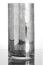 5" X 10" MERCURY GLASS CYLINDER VASE SILVER