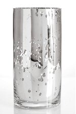 4" X 8" MERCURY GLASS CYLINDER VASE SILVER