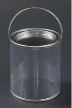 4.75" X 6" ROUND CONTAINER W/WIRE HANDLE CLEAR/SILVER