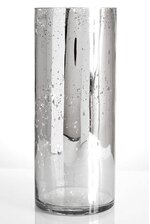 5" X 12" MERCURY GLASS CYLINDER VASE SILVER