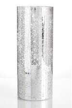 4" X 10" MERCURY GLASS CYLINDER VASE SILVER