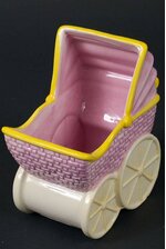 3.25" X 7" LARGE BABY BUGGY PLANTER PINK