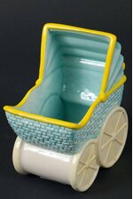 3.25" X 7" LARGE BABY BUGGY PLANTER BLUE