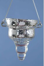 2.5" X 3.5" GLASS CANDLE HOLDER W/HANGER SILVER PKG/6