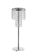 17" METAL CANDLE HOLDER STAND W/BEADS SILVER
