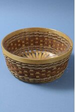 12" X 5" ROUND STAINED/SPLIT WOOD/ROPE BASKET NATURAL
