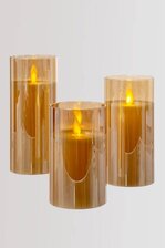4/5/6" REMOTE CONTROL MOVING FLAMELESS LED PILLAR CANDLE AMBER PKG/3
