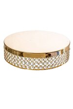 13.75" ROUND CAKE STAND W/CRYSTAL GOLD
