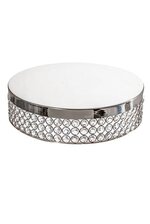 13.75" ROUND CAKE STAND W/CRYSTAL SILVER