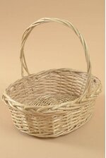 12.5" SMALL OVAL WILLOW BASKET W/HANDLE NATURAL