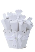CONES X10 W/RIBBON IN ROUND STAND W/CRYSTAL WHITE 5/SETS
