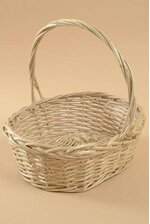 15" MEDIUM OVAL WILLOW BASKET W/HANDLE NATURAL
