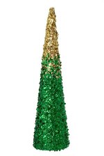 18" SHADED SEQUIN CONE TREE GREEN/GOLD