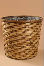 14.5" X 15.5" BAMBOO & RATTAN STAINED PLANTER