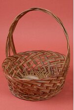 13" ROUND COCO LACQUERED BASKET W/HANDLE BROWN