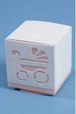 2" TWO PIECE BOX W/BABY CARRIAGE PINK PKG/25