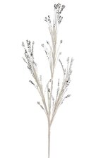 35" GLITTER SEQUIN TIP GRASS SPRAY WHITE/SILVER
