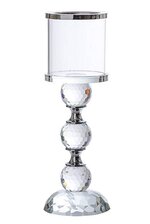 9.75" H GLASS CANDLE STAND SILVER/CLEAR