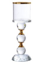 9.75" H GLASS CANDLE STAND GOLD/CLEAR