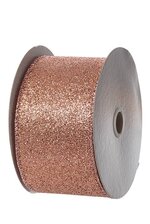2.5" X 10YDS WIRED ALL GLITTER ROSE GOLD