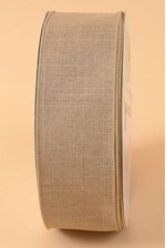 2.5" X 50YDS WIRED LINEN RIBBON NATURAL