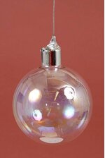 100MM PEARLIZED GLASS BALL ORNAMENT CLEAR PKG/6
