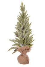 8" X 22" Pine Tree Burlap Pot Ice/Green
