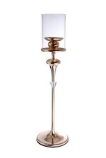 44" SINGLE LITE CANDLE HOLDER W/GLASS GOLD