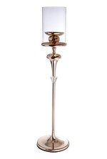 47" SINGLE LITE CANDLE HOLDER W/GLASS GOLD