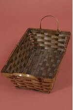 11" X 7" X 3.5" RECTANGULAR STAINED BAMBOO BASKET BROWN