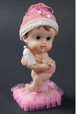 8.5" CERAMIC BABY GIRL W/BOTTLE PINK