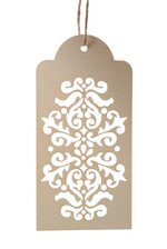 4" X 2" HOLLOW TAG CARD W/ROPE IVORY PKG/25