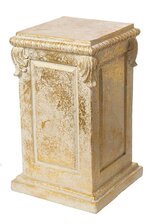 22.5" FOILED OUTDOOR MGO SQUARE PEDESTAL CHAMPAGNE/GOLD