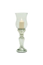 4.75" X 15" GLASS CANDLE HOLDER CLEAR/SILVER