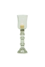 3.5" X 12.5" GLASS CANDLE HOLDER CLEAR/SILVER