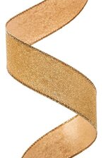 1.5" X 10Y WIRED ALL FLAT GLITTER GOLD