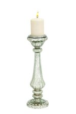 16.5" GLASS CANDLE HOLDER SILVER