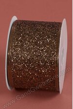 2.5" X 10YDS GLITTER LAME WIRED RIBBON CHOCOLATE