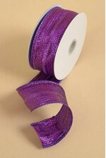 1.5" X 10YDS LAME STRIPED WIRED RIBBON PURPLE