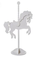 35.5"H CARVED WOODEN CAROUSEL DECO WHITE